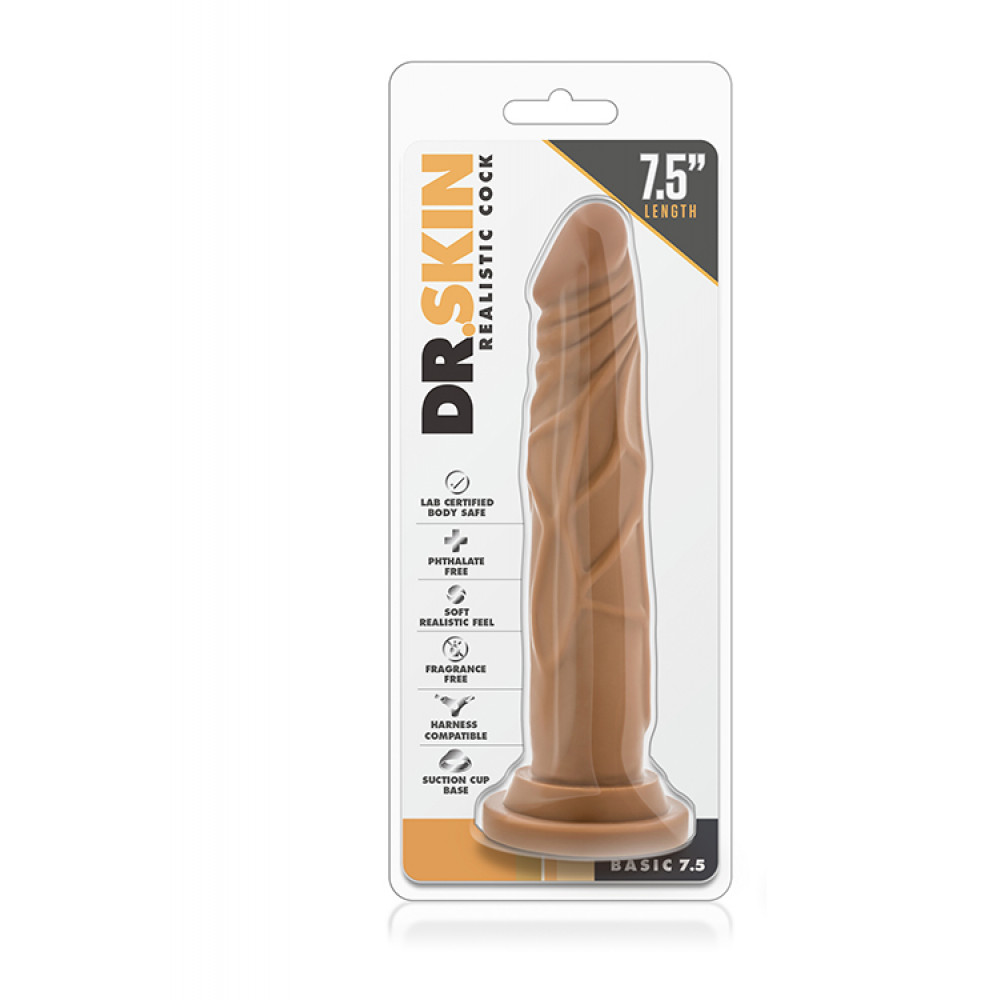 Фаллоимитаторы реалистичные - Фаллоимитатор DR. SKIN REALISTIC COCK 7.5INCH MOCHA 3