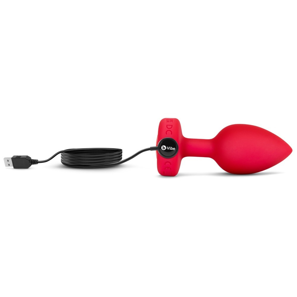 Секс игрушки - Анальная пробка с вибрацией и пультом управления B-Vibe Vibrating Heart Plug M/L Red 5