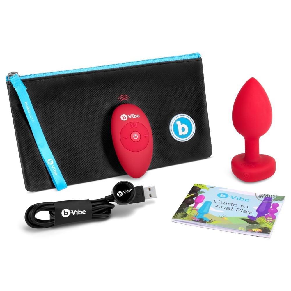 Секс игрушки - Анальная пробка с вибрацией и пультом управления B-Vibe Vibrating Heart Plug M/L Red 4