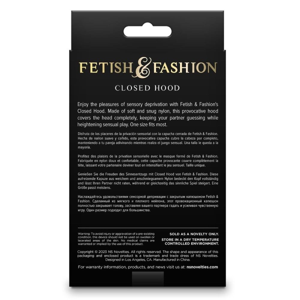 БДСМ игрушки - Капюшон на голову с накладкой на глаза NS Novelties Fetish & Fashion, черный 2