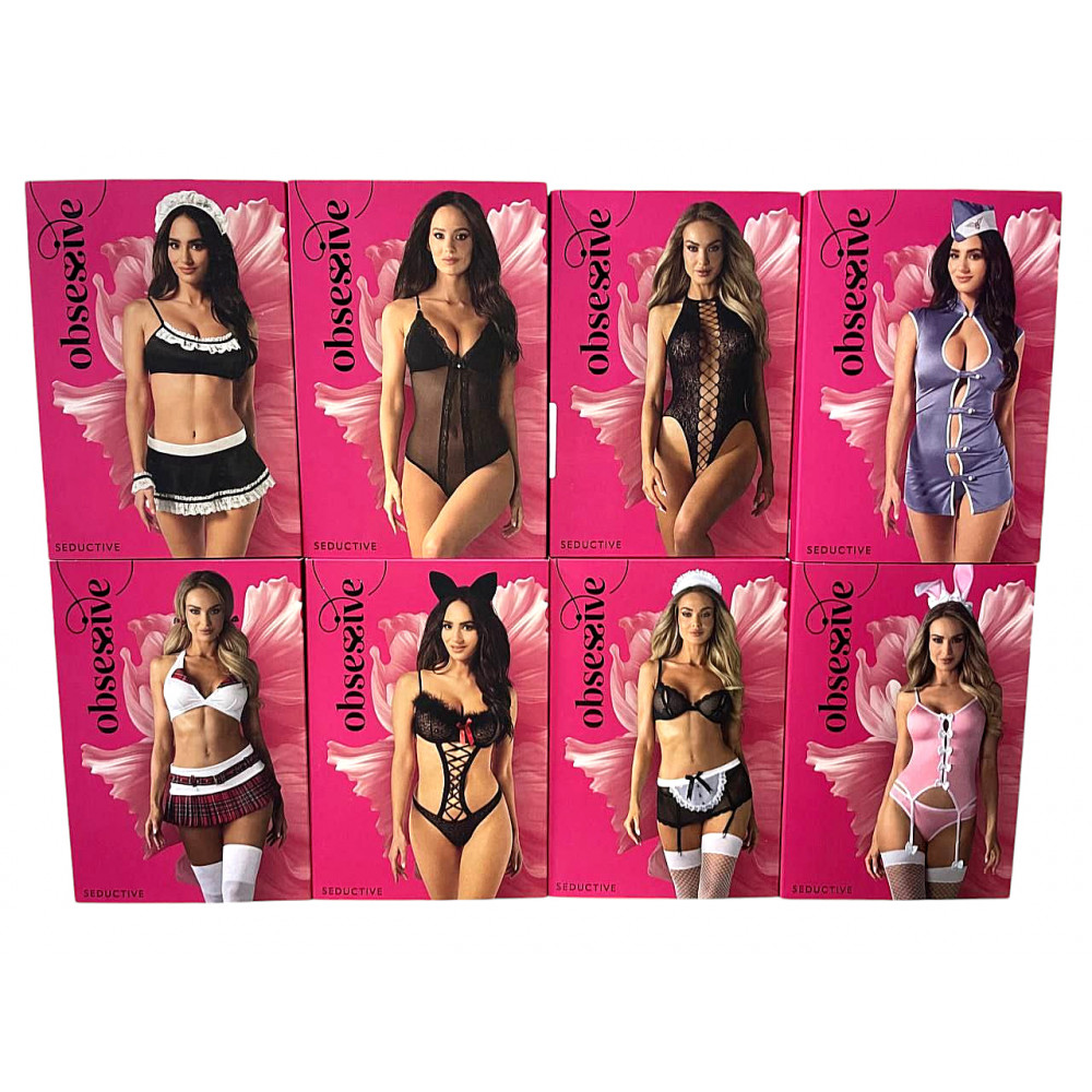 Эротическое белье - Комплект Obsessive Chic Amoria бюстье с открытым бюстом и трусики с открытым доступом, черный, XS/S 6