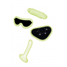 Набор БДСМ Whipsmart Glow In The Dark страпон, маска на глаза, веревка, флуоресцентные