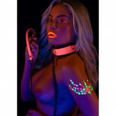 Ошейник с поводком светящийся в темноте Taboom Collar and Chain Leash, розовый