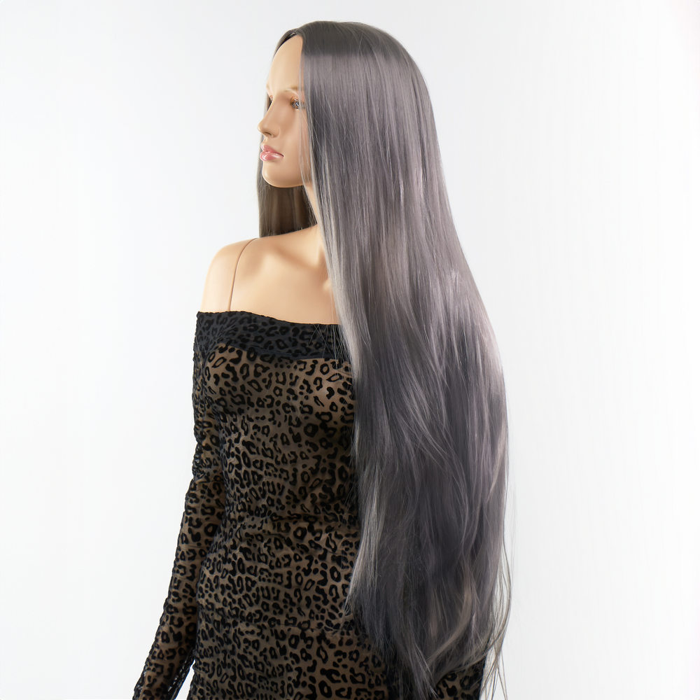 Аксессуары для эротического образа - Парик длинный Fetish Hair серый, 100 см 1