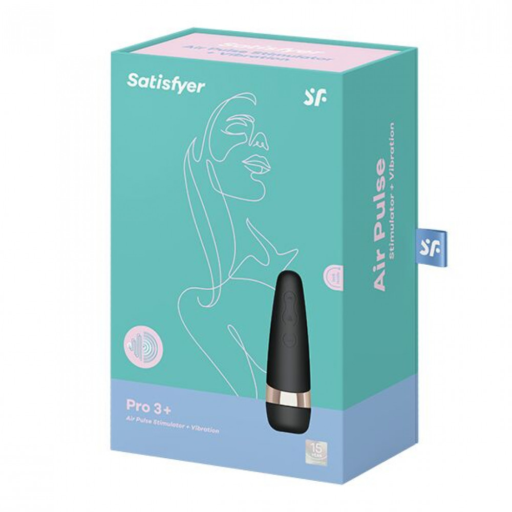 Вибраторы вакуумные - Вакуумный клиторальный стимулятор Satisfyer Pro 3+ Vibration с вибрацией и очень мягким кончиком 1
