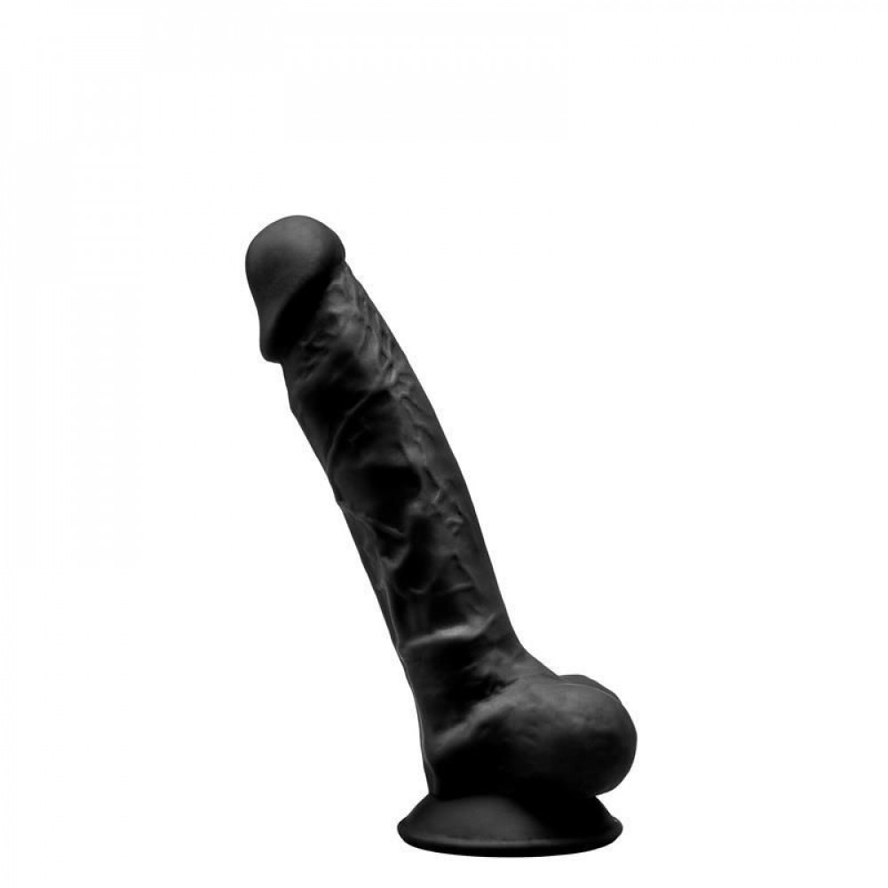 Фаллоимитаторы на присоске, двойные - Фаллоимитатор SilexD Johnny Black (MODEL 1 size 7in), двухслойный, силикон+Silexpan, диаметр 3,8см