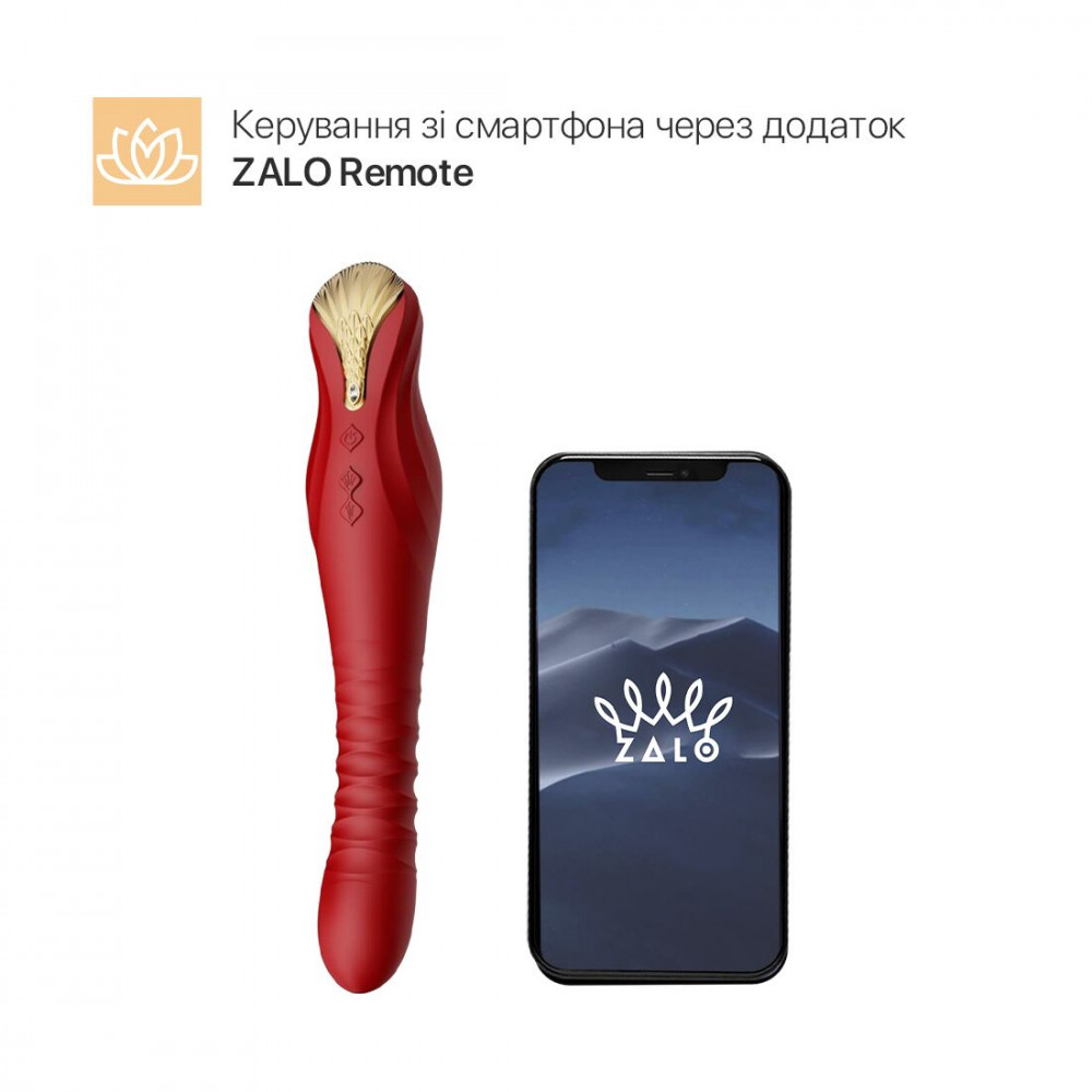 Вибраторы пульсаторы - Смартвибратор-пульсатор Zalo — King Wine Red, кристалл Swarovski 11