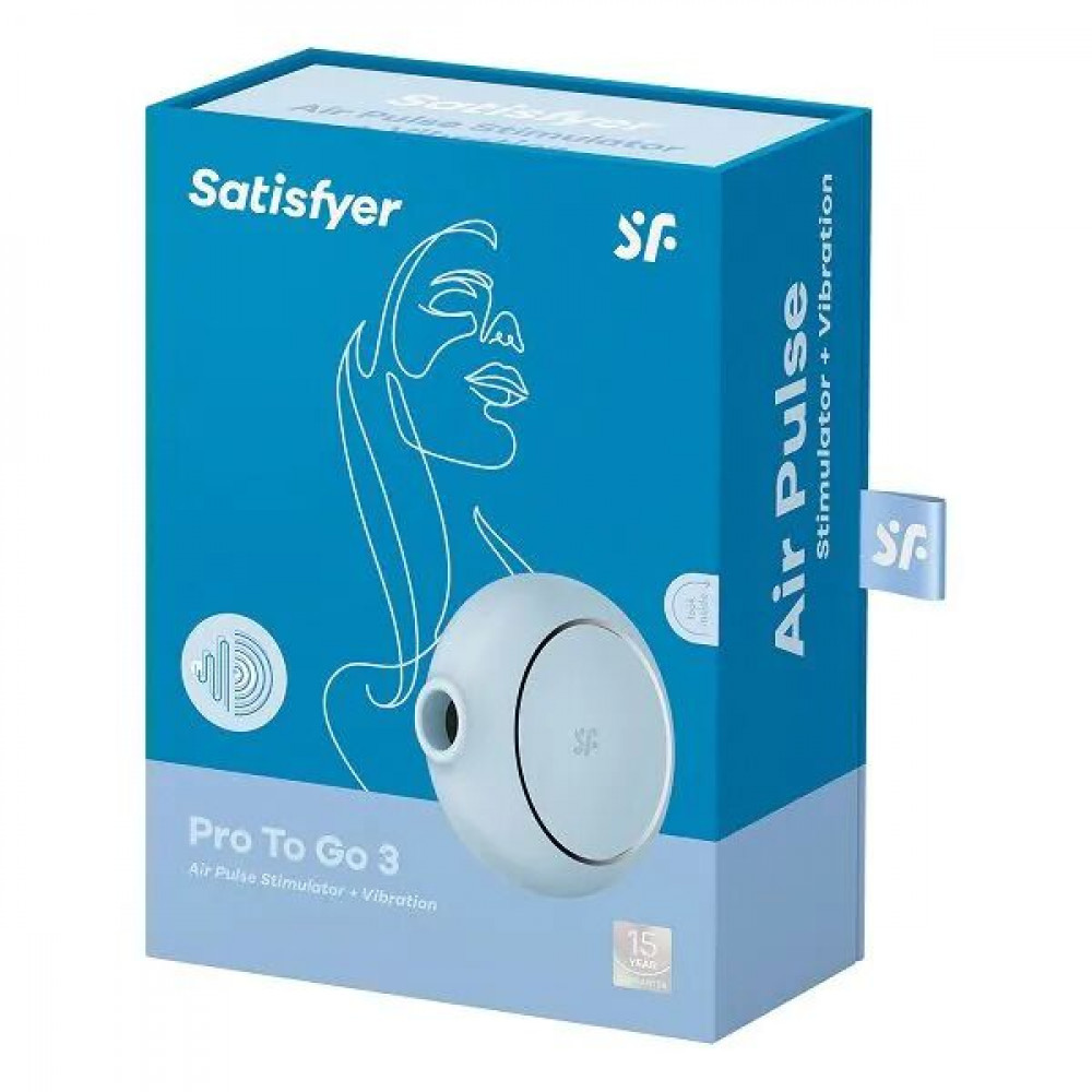 Вибраторы вакуумные - Вакуумный стимулятор с вибрацией Satisfyer Pro To Go 3 Blue 1