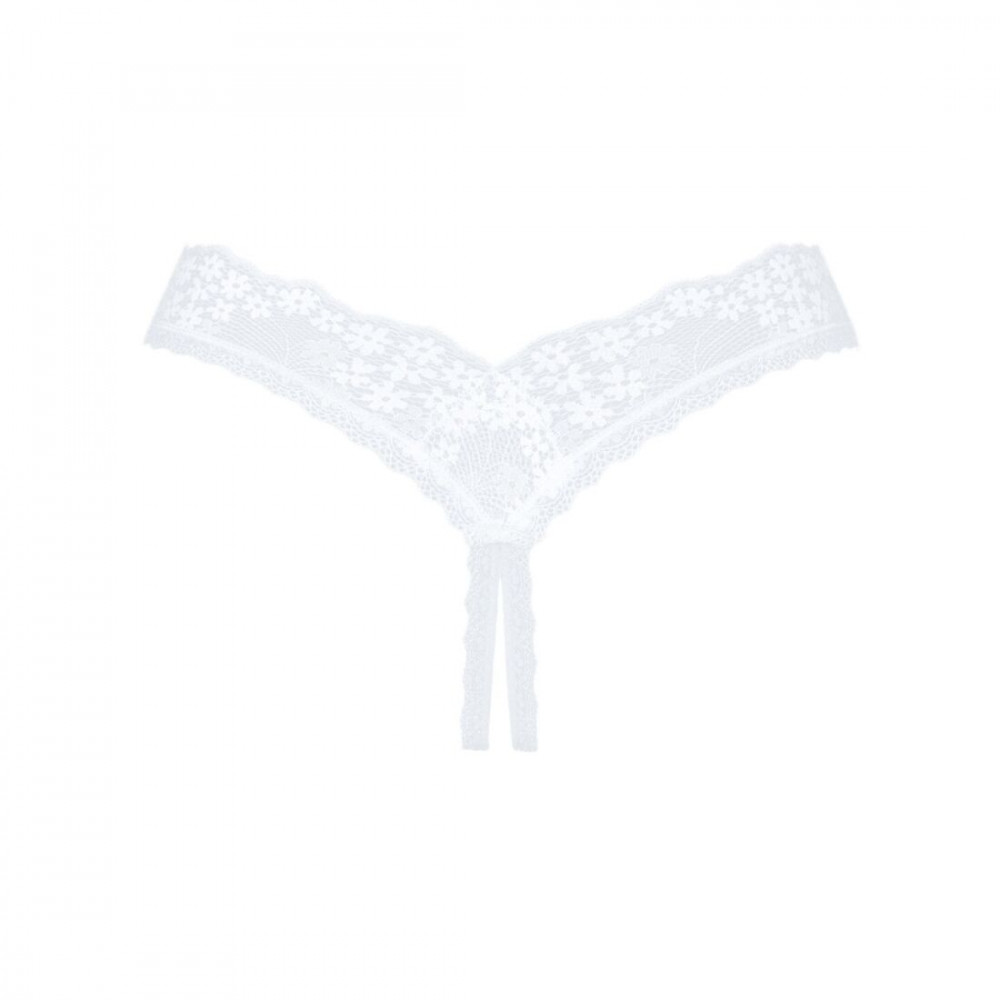 Сексуальные трусики - Кружевные танга Obsessive Heavenlly crotchless thong XS/S, с доступом 2