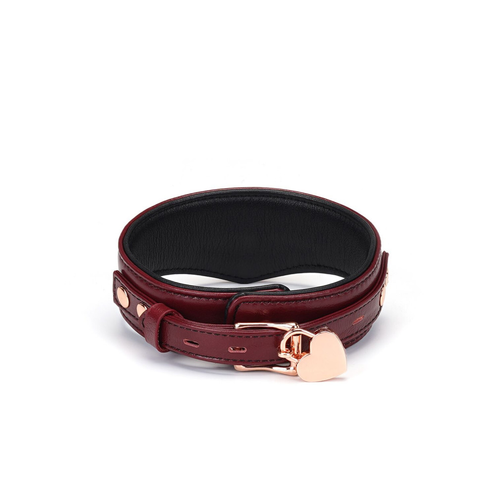 Ошейники, поводки - Ошейник с поводком Liebe Seele Wine Red Curved Collar 9