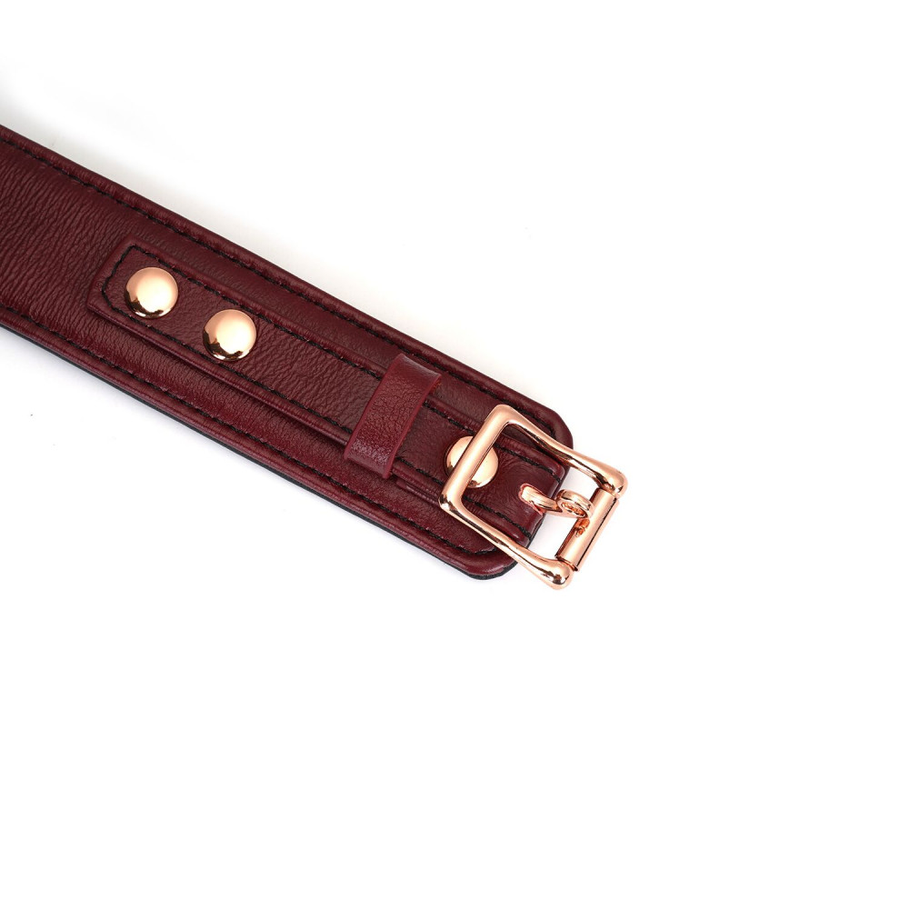 Ошейники, поводки - Ошейник с поводком Liebe Seele Wine Red Curved Collar 2