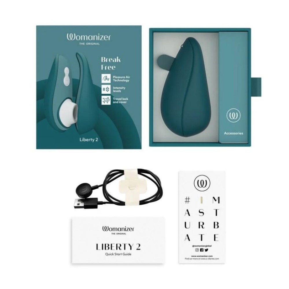 Секс игрушки - Вакуумный клиторальный стимулятор Womanizer Liberty 2 Dark Petrol, синий 3