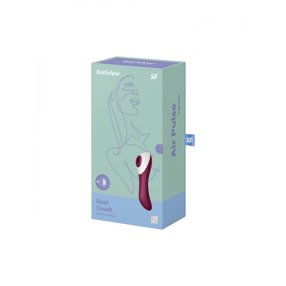 Вибраторы вакуумные - Вакуумный стимулятор с вибрацией Satisfyer Dual Crush Wine Red 1