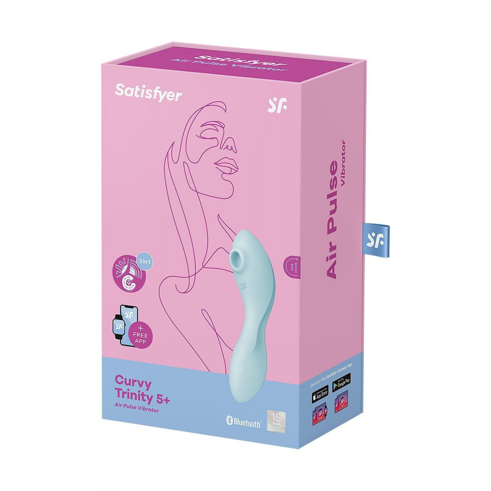Уценка - Вакуумный смарт-стимулятор с вибрацией Satisfyer Curvy Trinity 5 (Blue) (порвана упаковка!!!) 6