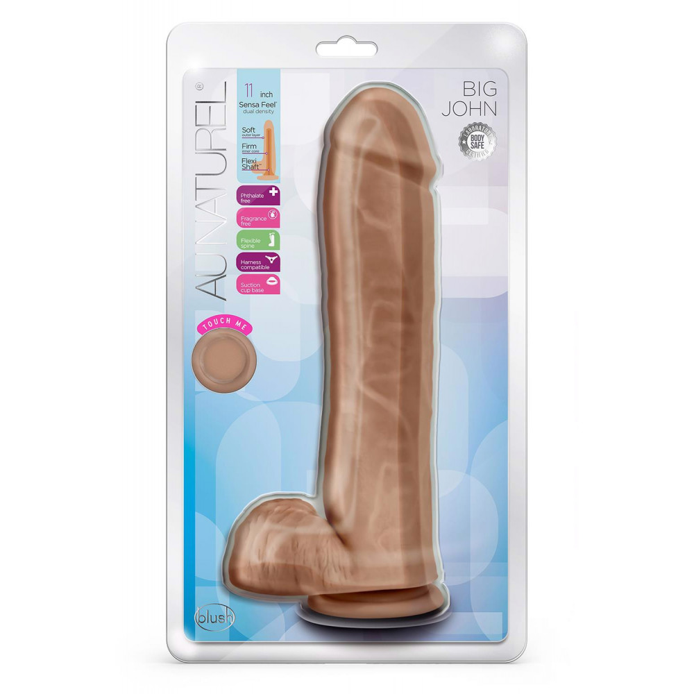 Секс игрушки - Гибкий реалистичный фаллоимитатор с яичками Blush Au Naturel Big John на присоске, бежевый 3