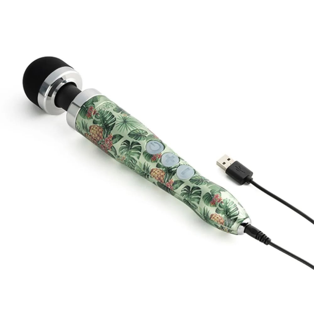 Секс игрушки - Массажер-микрофон Doxy Die Cast 3R Wand Vibrator Pineapple, с ананасами, зеленый 8