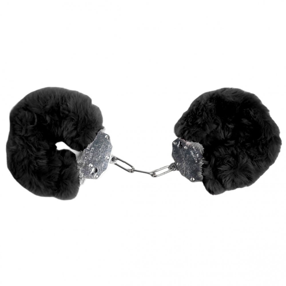 БДСМ игрушки - Наручники DS Fetish Plush handcuffs, металл с мехом, черные