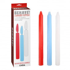 Низкотемпературная свеча для секса 3 шт Behave Luxury Fetish 18 см 1,6 см Chisa