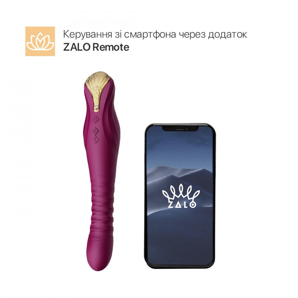 Вибраторы пульсаторы - Смартвибратор-пульсатор Zalo — King Velvet Purple, кристалл Swarovski 11