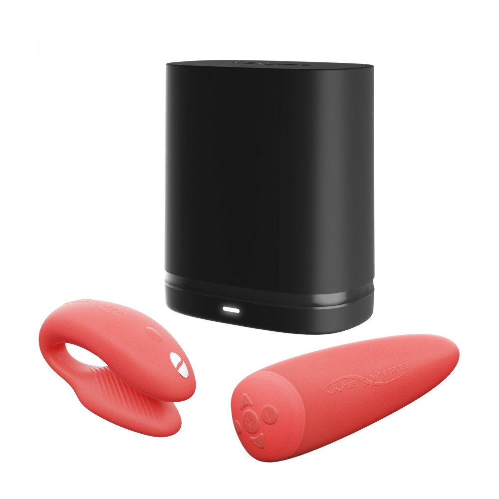 Вибраторы для пар - Смарт-вибратор для пар We-Vibe Chorus Crave Coral, сенсорное управление вибрациями сжатием пульта 4