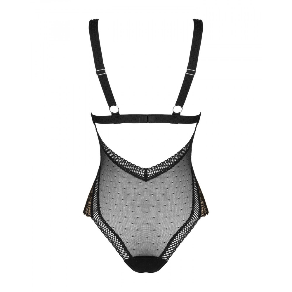 Эротическое боди - Кружевное боди с декольте Obsessive Estiqua teddy M/L, черное, широкие лямки 2