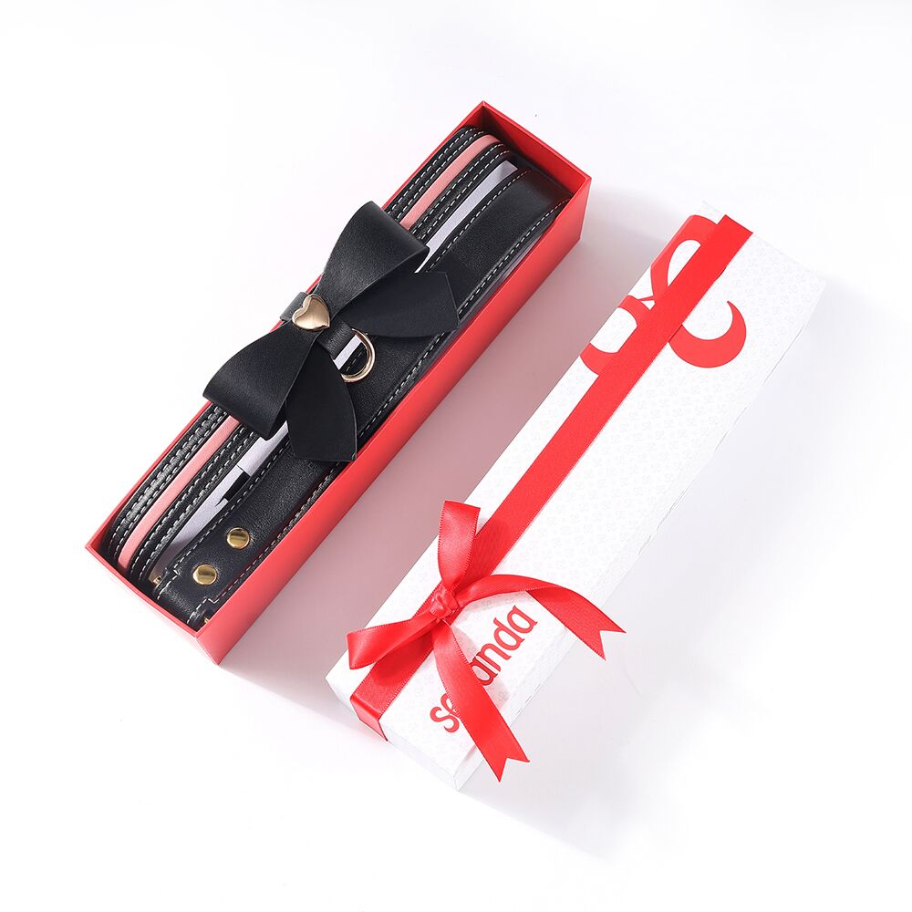 Ошейники, поводки - Поводок LOCKINK SEVANDA Love Heart Butterfly Leather Collar Set - Black 8