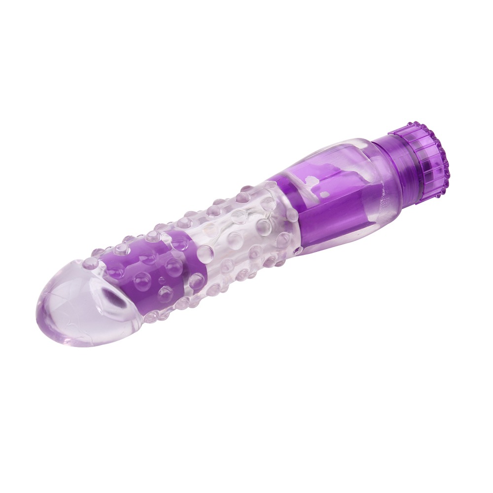 Секс игрушки - Вибратор прозрачный с рельефом Chisa Crystal Jellie Pleaser на батарейках, фиолетовый 2