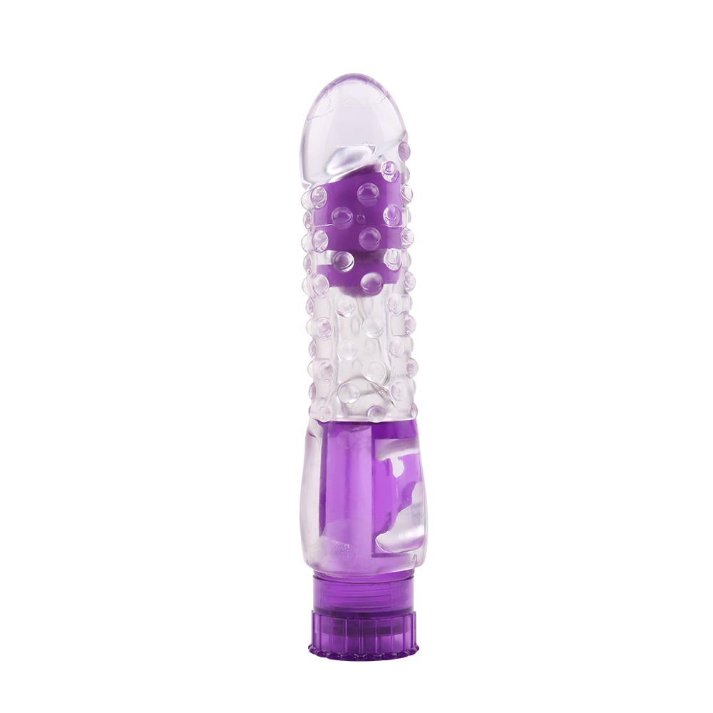 Секс игрушки - Вибратор прозрачный с рельефом Chisa Crystal Jellie Pleaser на батарейках, фиолетовый 1