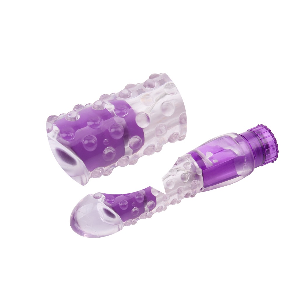 Секс игрушки - Вибратор прозрачный с рельефом Chisa Crystal Jellie Pleaser на батарейках, фиолетовый 4