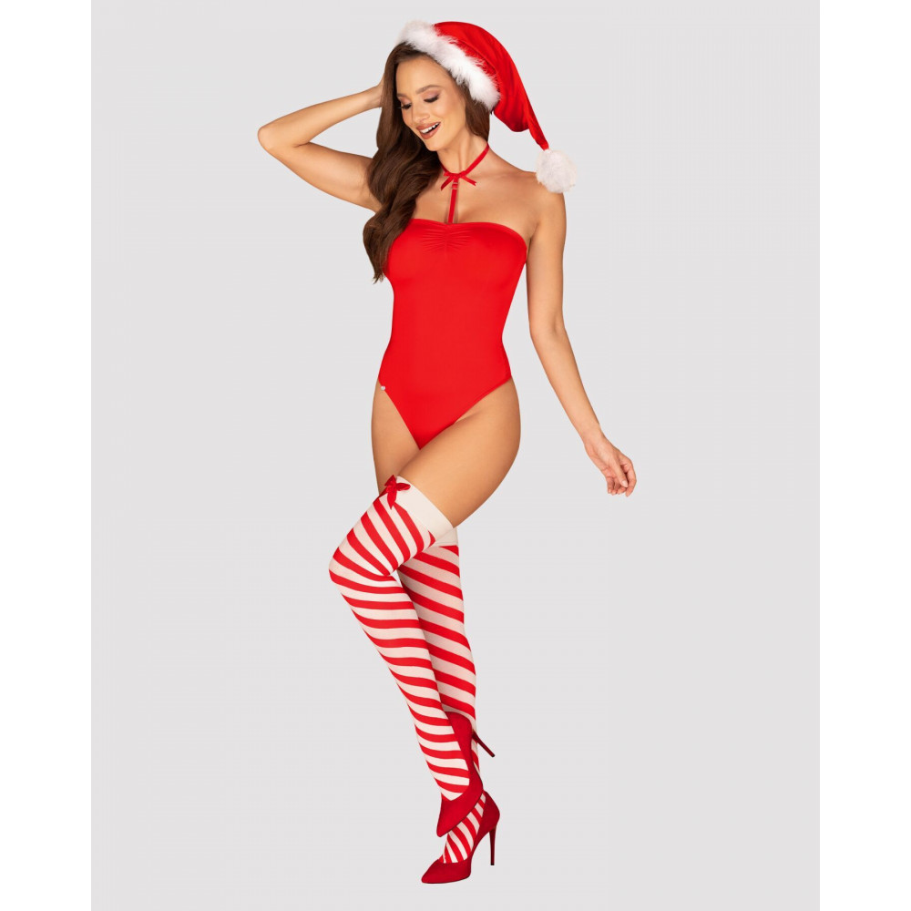 Эротическое белье - Боди Obsessive Kissmas teddy red L/XL (мятая упаковка!!!)