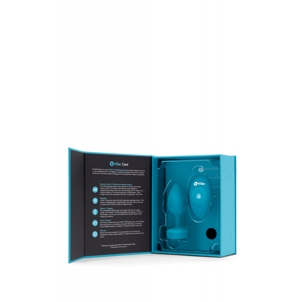 Секс игрушки - Анальная пробка с вибрацией и камнем B-Vibe - Vibrating Jewel Plug S/M, синяя 2