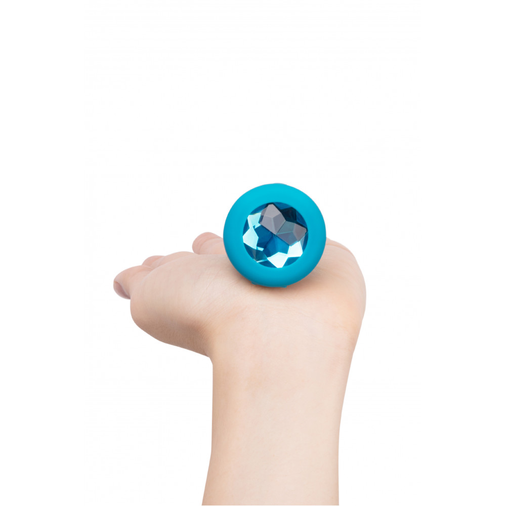 Секс игрушки - Анальная пробка с вибрацией и камнем B-Vibe - Vibrating Jewel Plug S/M, синяя 5