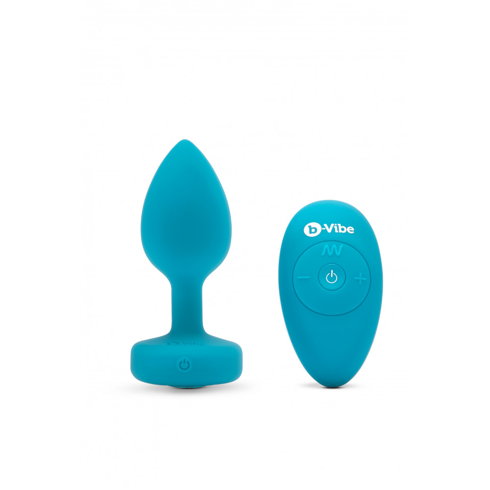 Секс игрушки - Анальная пробка с вибрацией и камнем B-Vibe - Vibrating Jewel Plug S/M, синяя 10
