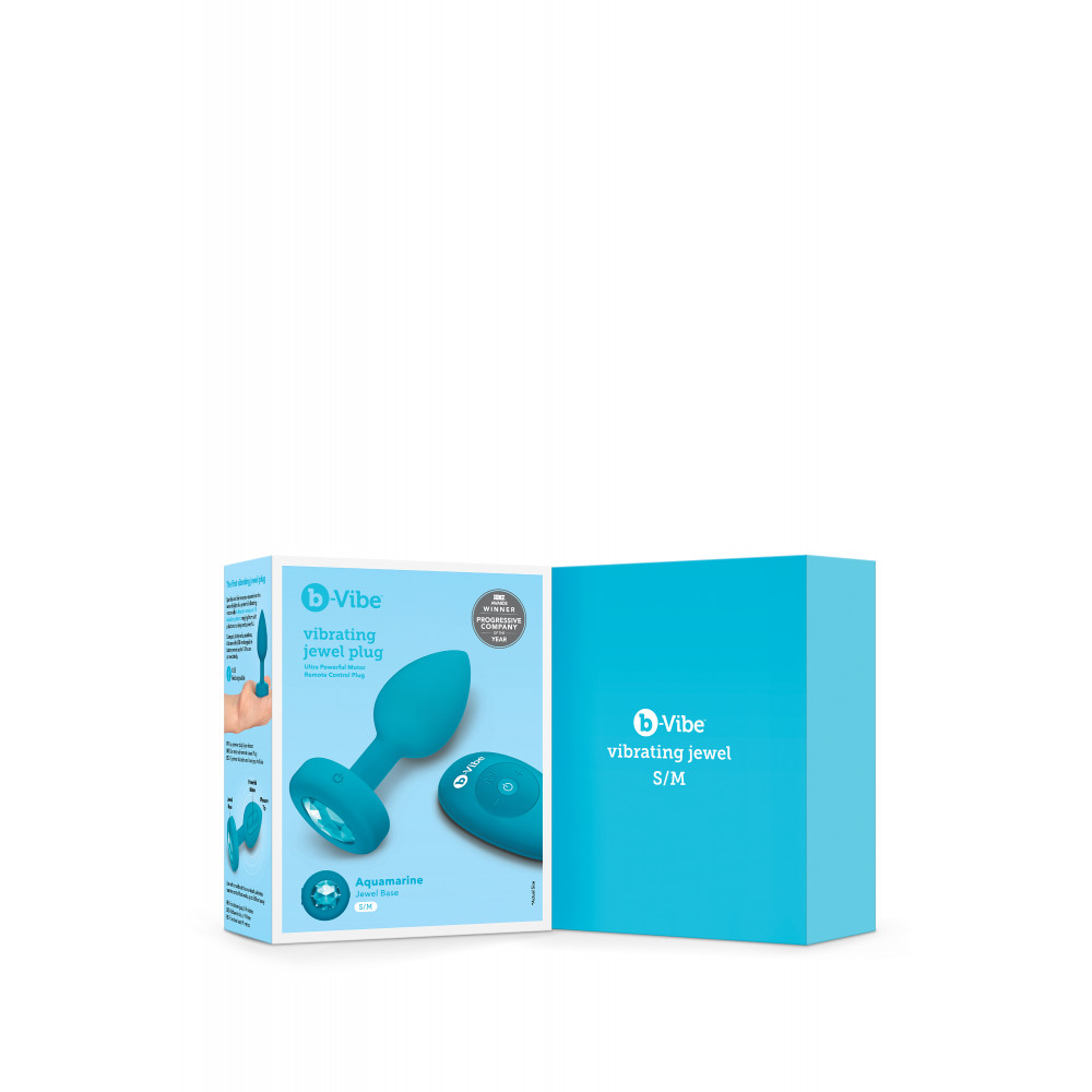Секс игрушки - Анальная пробка с вибрацией и камнем B-Vibe - Vibrating Jewel Plug S/M, синяя 3