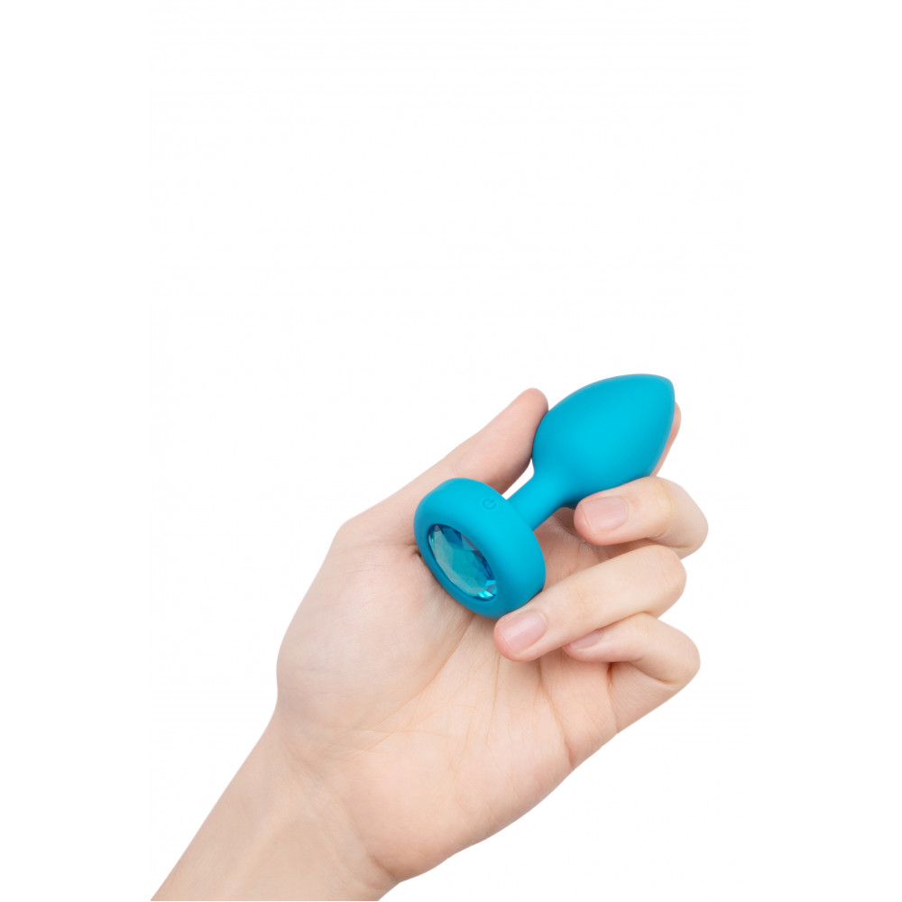 Секс игрушки - Анальная пробка с вибрацией и камнем B-Vibe - Vibrating Jewel Plug S/M, синяя 6