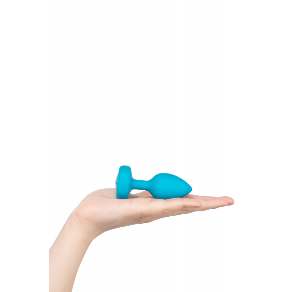 Секс игрушки - Анальная пробка с вибрацией и камнем B-Vibe - Vibrating Jewel Plug S/M, синяя 4