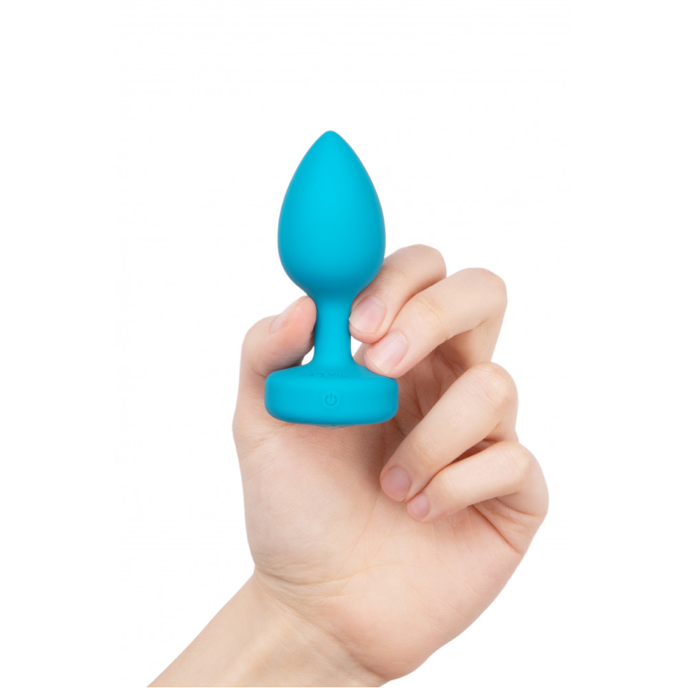 Секс игрушки - Анальная пробка с вибрацией и камнем B-Vibe - Vibrating Jewel Plug S/M, синяя 7