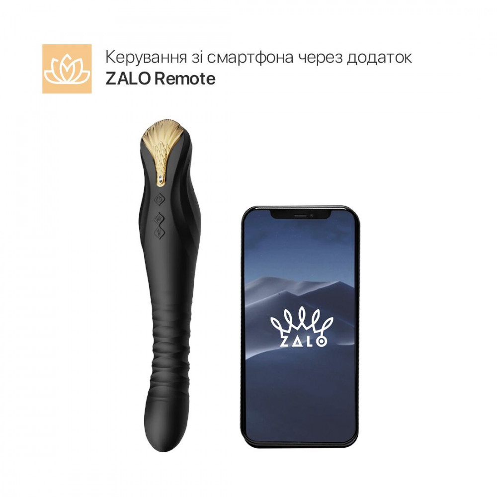 Вибраторы пульсаторы - Смартвибратор-пульсатор Zalo — King Obsidian Black, кристалл Swarovski 11