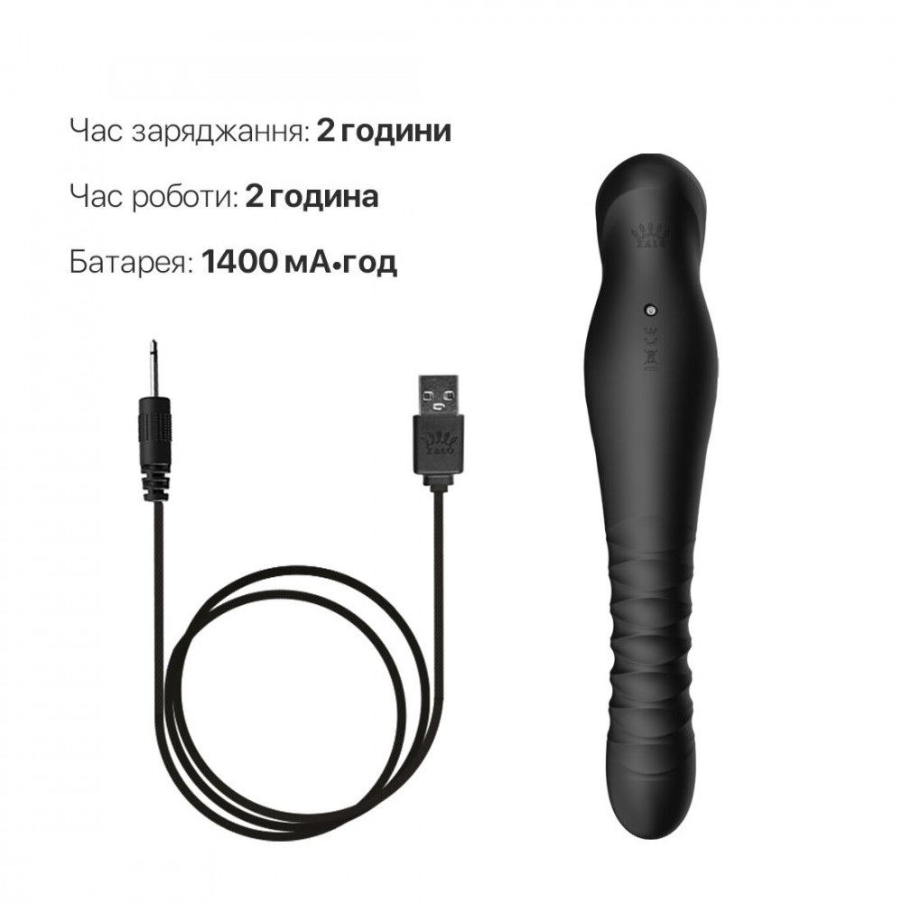Вибраторы пульсаторы - Смартвибратор-пульсатор Zalo — King Obsidian Black, кристалл Swarovski 6