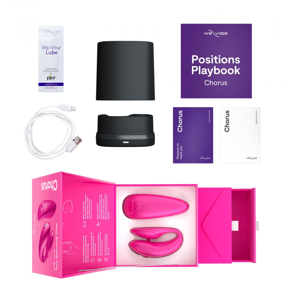 Вибраторы для пар - Смарт-вибратор для пар We-Vibe Chorus Cosmic Pink, сенсорное управление вибрациями сжатием пульта 6