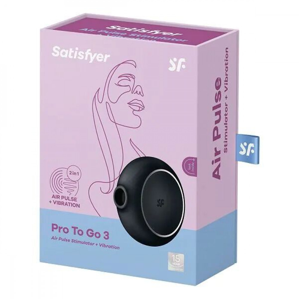 Вибраторы вакуумные - Вакуумный стимулятор с вибрацией Satisfyer Pro To Go 3 Black 1