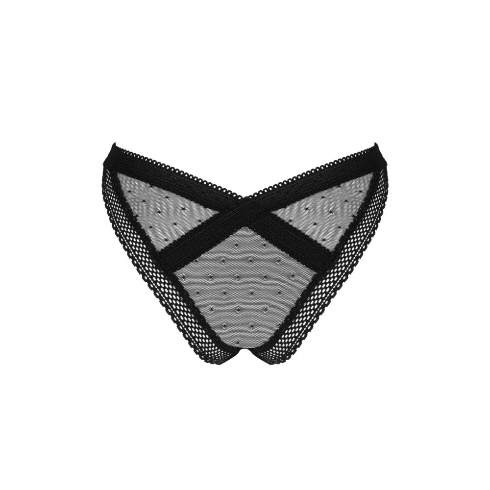 Сексуальные трусики - Кружевные трусики с заниженной талией Obsessive Estiqua panties M/L, черные 2