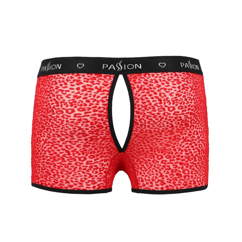 Стринги, трусы и шорты - Мужские прозрачные боксеры Passion 046 Short Parker XXL/XXXL Red, сетка, под леопард 1