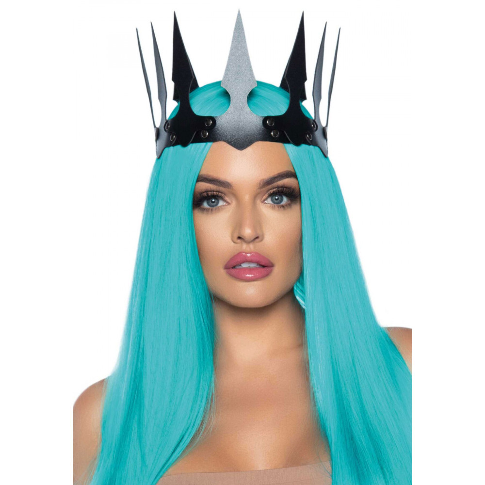 Маски - Корона злой королевы Leg Avenue Faux leather spiked crown, искусственная кожа, заклепки