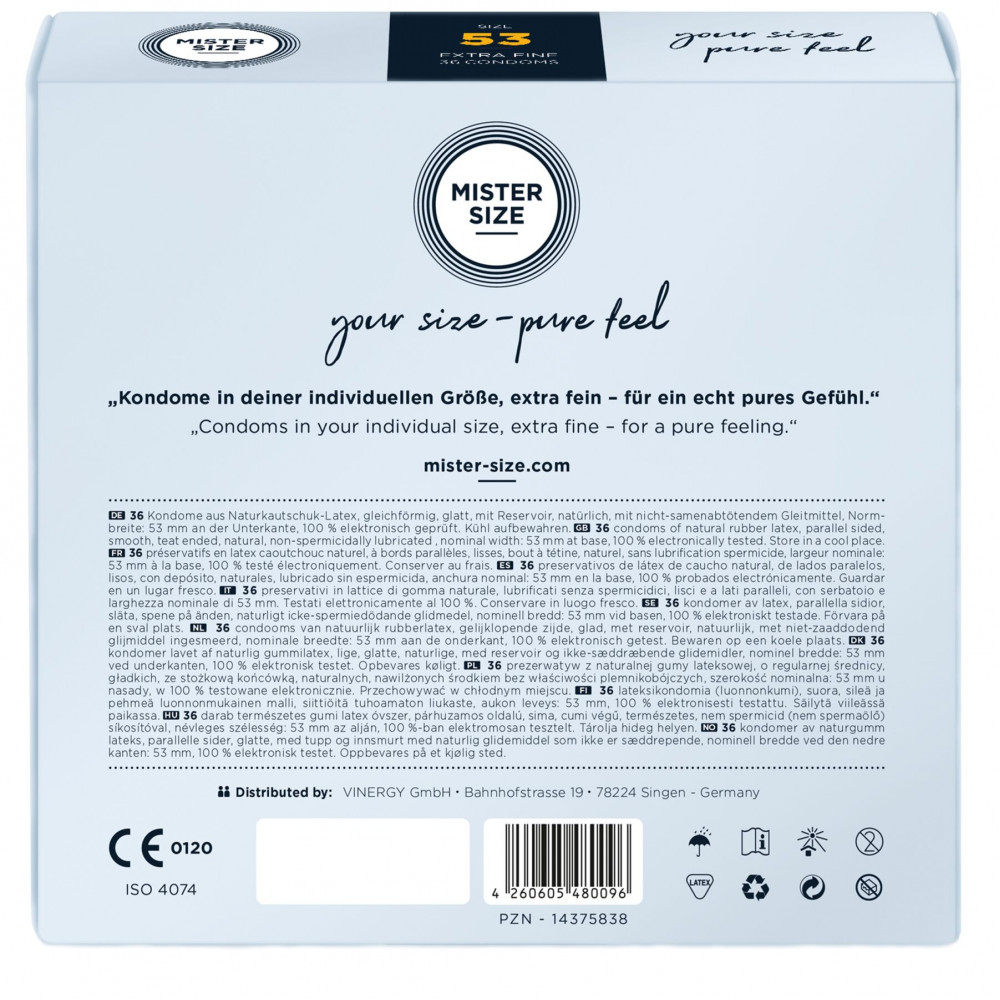 Презервативы - Презервативы Mister Size - pure feel - 53 (36 condoms), толщина 0,05 мм 1