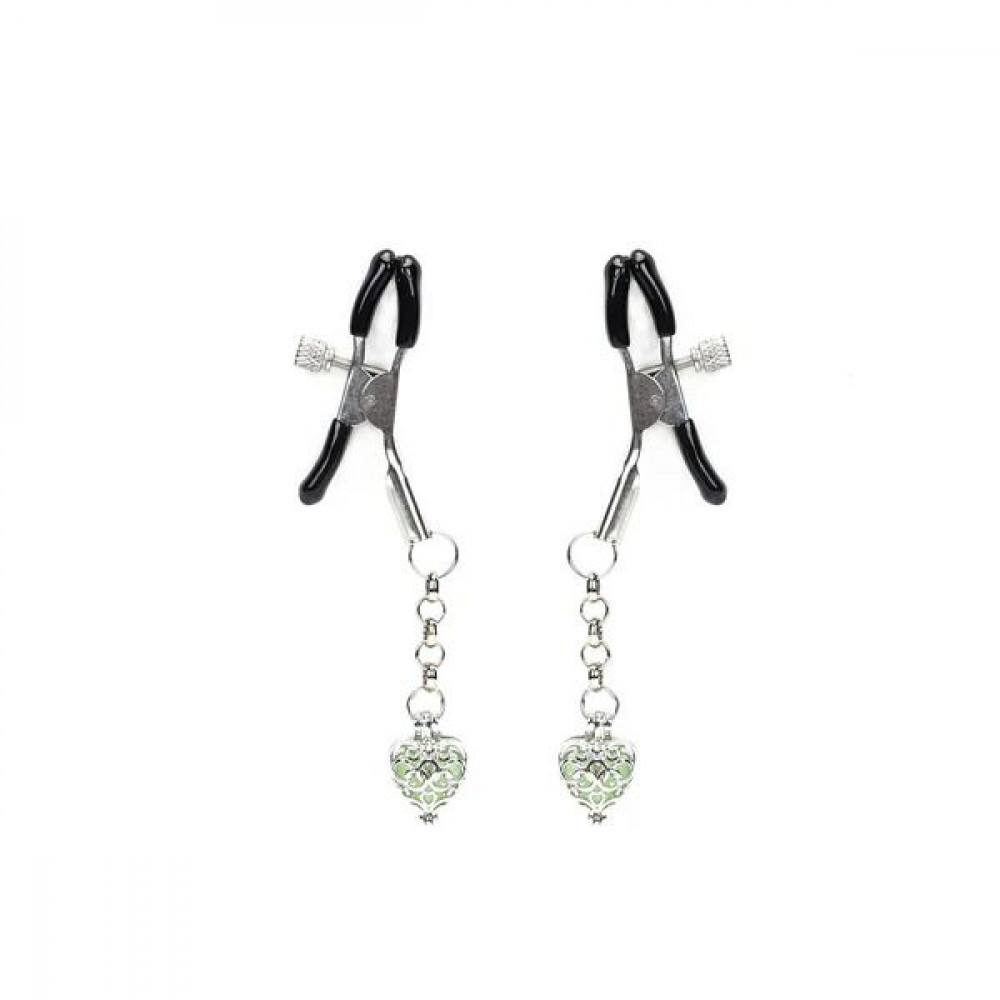 Интимные украшения - Зажимы для сосков Liebe Seele Glow-in-dark Nipple Clamps Green