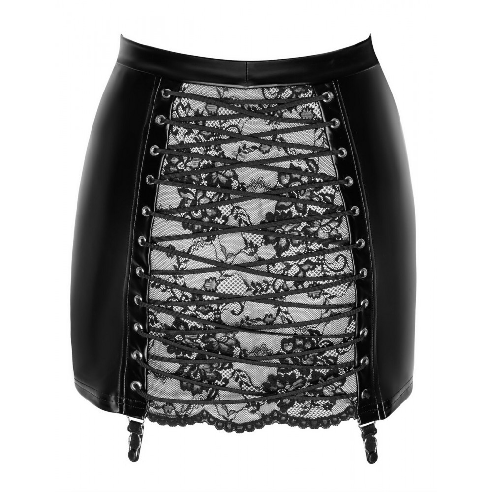 Сексуальные платья - Юбка Noir Handmade F341 Powerwetlook and lace skirt - L 7