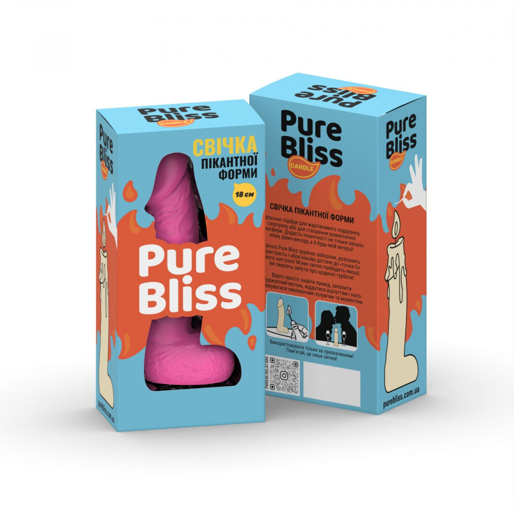 Секс приколы, Секс-игры, Подарки, Интимные украшения - Свеча в виде члена Pure Bliss BIG Pink18 см 6