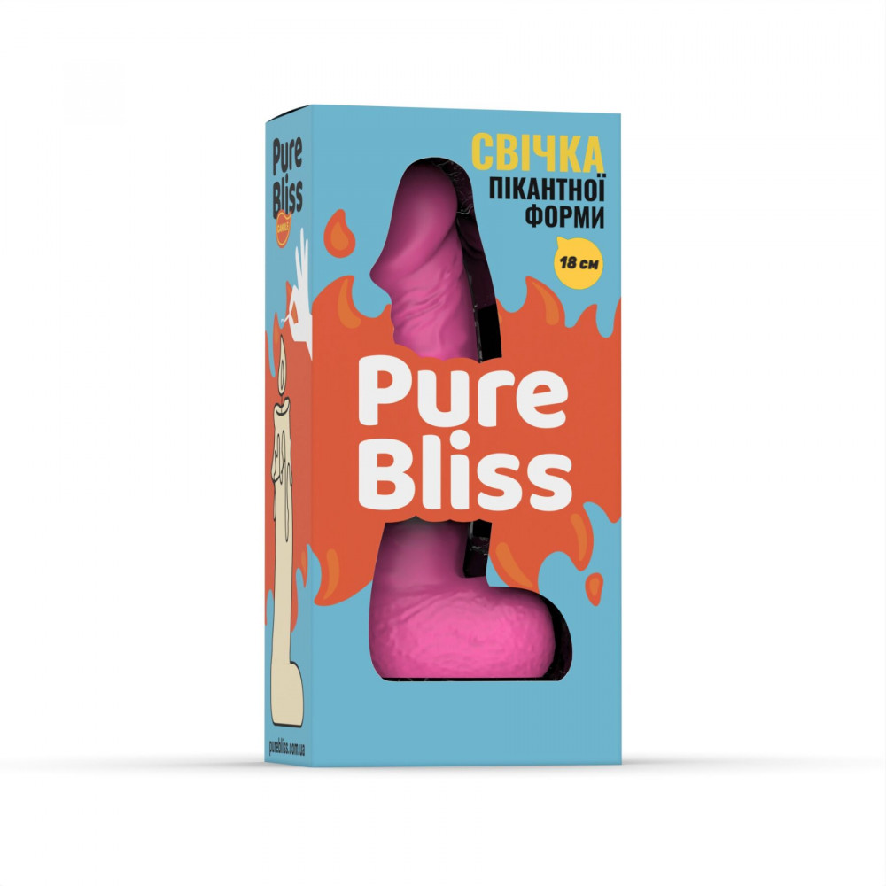 Секс приколы, Секс-игры, Подарки, Интимные украшения - Свеча в виде члена Pure Bliss BIG Pink18 см 5
