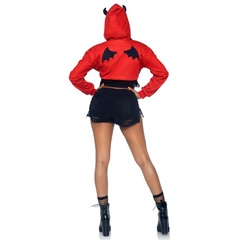 Эротическое белье - Укороченная толстовка Дьявол Leg Avenue Devil cropped hoodie S/M 1